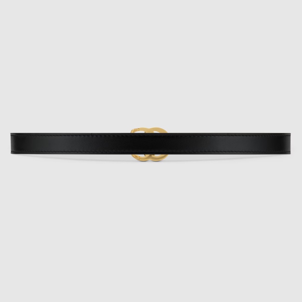 Gucci GG Marmont thin leather belt with shiny buckle variation black leather 85 - Picture 3 of 4